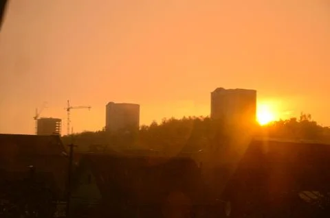 City ​​sunset Stock Photos