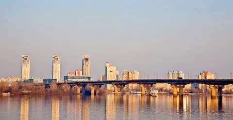 City at sunset Foto stock