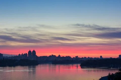 City at sunset 스톡 사진