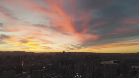 City Sunset Skyline Stock Footage 337313730