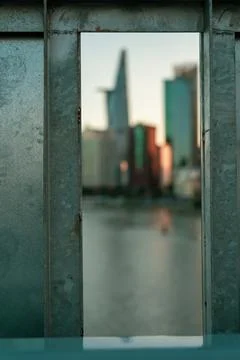City though a square view, focus on square view Stock Photos