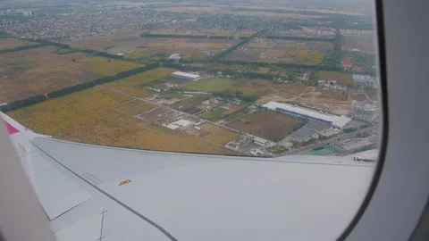 City Through An Airplane Window Stock Footage 116550354