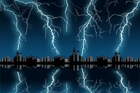 City thunderstorm Illustrazione stock