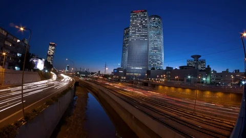 City Time Lapse Lights Captured Night Stock Footage 128744020