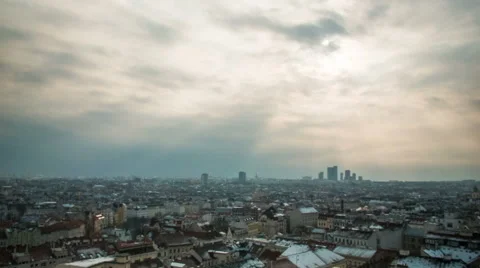 City timelapse 001 cloudy with godrays and rooftops in vienna Stock Footage 45701624