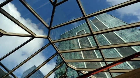 City Timelapse looking up Through Window Stockbeeldmateriaal 227022168