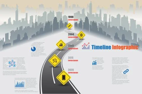 City Timeline Infographic, Vector Illustration Stock Illustration