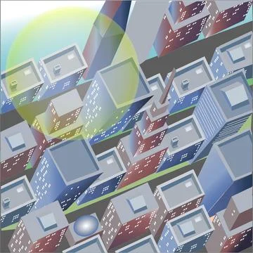 City Top View Vector Background and Illustration Stock Illustration