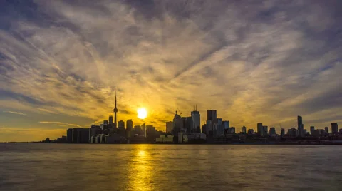 City of Toronto Sunset Time Lapse Day To Night 4K 1080p Stock Footage 62534061