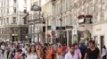 City Tourist Attraction Shopping Street Center Vienna European Visitors Market HD Footage