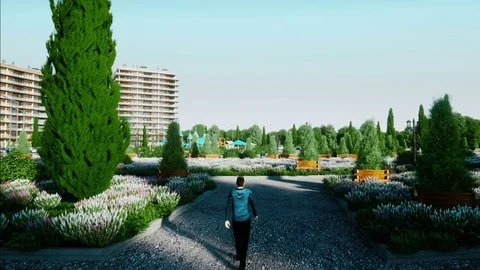 City, town architectural 3d visualization. Aerial view. Realistic 4k animation. 库存影片 76583754