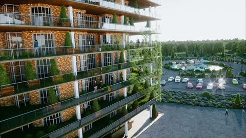 City, town architectural 3d visualization. Aerial view. Realistic 4k animation. 库存影片 76588105