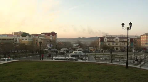 City, town square Stock Footage 10840686