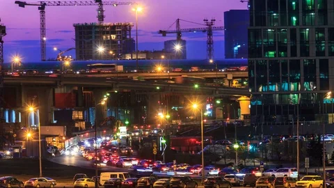 City Traffic at evening Vídeo Stock 74184129