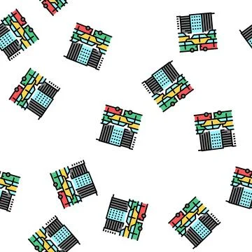 City traffic jam vector seamless pattern 스톡 일러스트