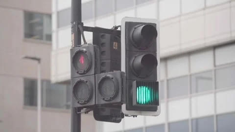City traffic lights on pole changing Stock Video Pond5