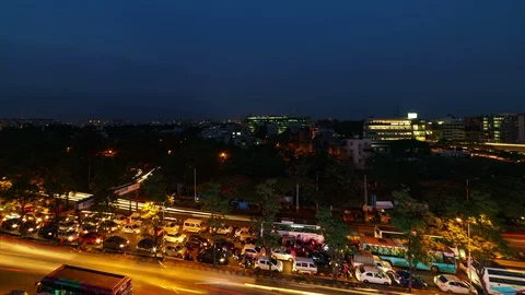 City Traffic Motion Time lapse  - Bangalore India 動画素材 90279712