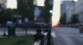 City traffic with moving cars dusk evening sun, street light HD Footage