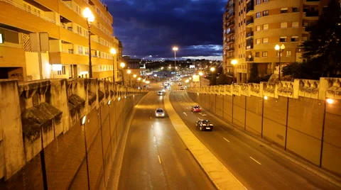 City traffic night Stock Footage 1183809