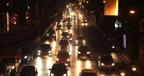 City traffic at night Stock-Footage 59563099