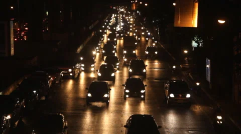 City traffic at night Stock Footage 60374247