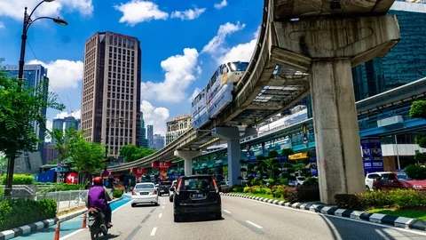 City traffic POV driving. 4K timelapse and hyperlapse