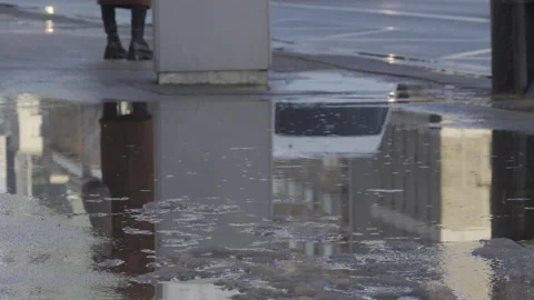 City traffic reflected in a pool Stock Footage 147749373