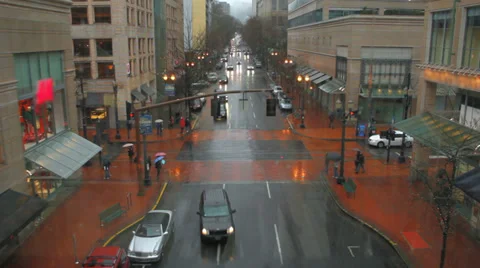 City Traffic Sequence Rainy Stock Footage 31943613