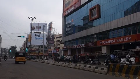 City Traffic Shopping Center Intersection in India Stock Footage 83459150