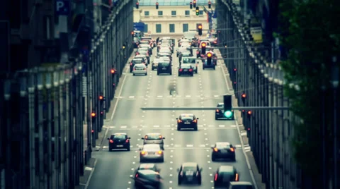 City Traffic Time Lapse Brussels Stock Footage