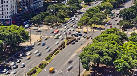 City Traffic Time Lapse Buenos Aires Above Stock Footage 31973585