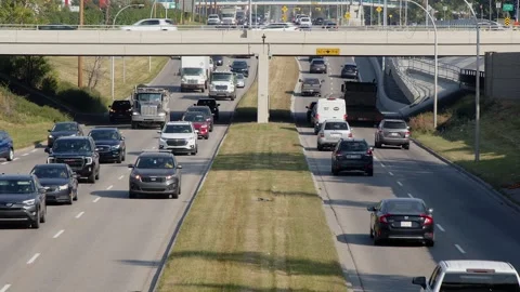 City traffic time lapse: Commuters drive on Crowchild Trail, city drive Stock Footage 317145154