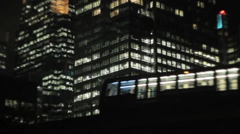 City train by night Stock Footage 32750697