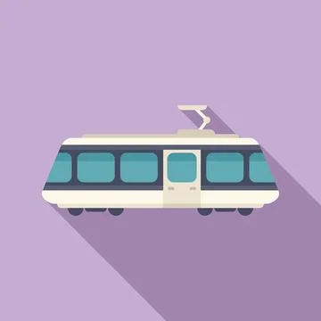 City train tram icon flat vector. Electric movement Stock Illustration