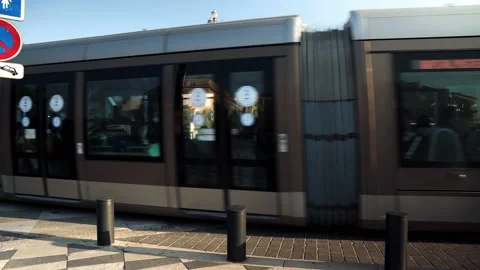 City tram in Nice Stock Footage 198730996