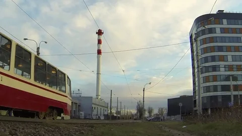 City tram time lapse Stock Footage 74976475