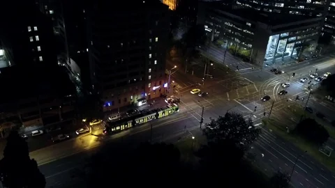 City trams at night Video stock 90741025