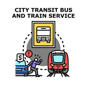 City transit bus and train service concept Ilustración de archivo