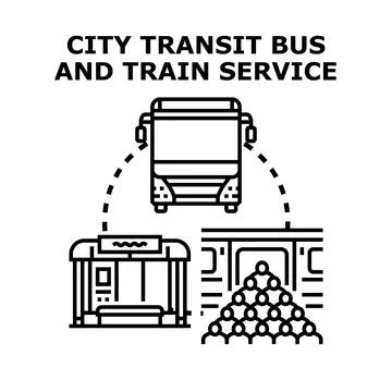 City transit bus train public transport service Ilustración de archivo