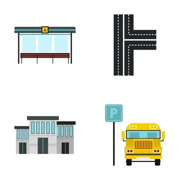 City transport elements collection representing urban infrastructure Stock Illustration