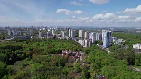 City, trees and clouds Stock Footage 219693195