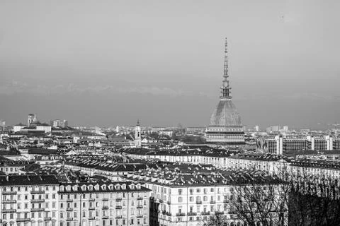 City of Turin Torino skyline panorama seen from the hill - high dynamic range Stock Photos