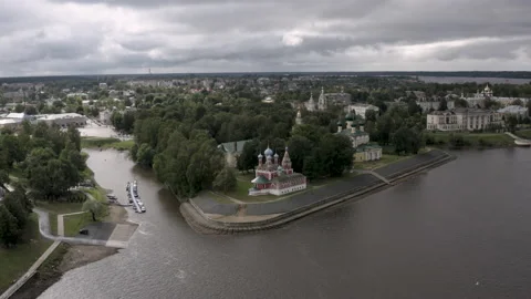 The city of Uglich on a cloudy day Stock Footage 233417441