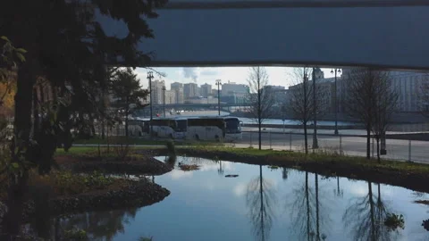 A city from under a bridge Stock Footage 93193158