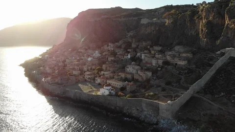 City under mountains in sunset Stock Footage 106945663