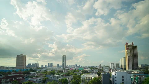 City under sky clouds Time lapse. Stock Footage 135658007