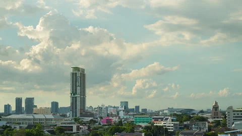 City under sky clouds Time lapse. Stock Footage 135658190