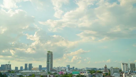 City under sky clouds Time lapse. Stock Footage 135658346