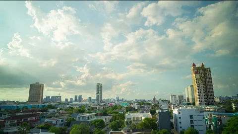 City under sky clouds Time lapse. Video stock 135658381