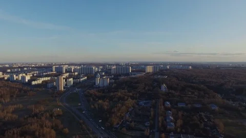 City Under Sunset Sky Stock Footage 75238534